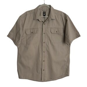 NOBLE Outfitters Men’s Short Sleeve Utility Work Shirt 100% Cotton Khaki Large